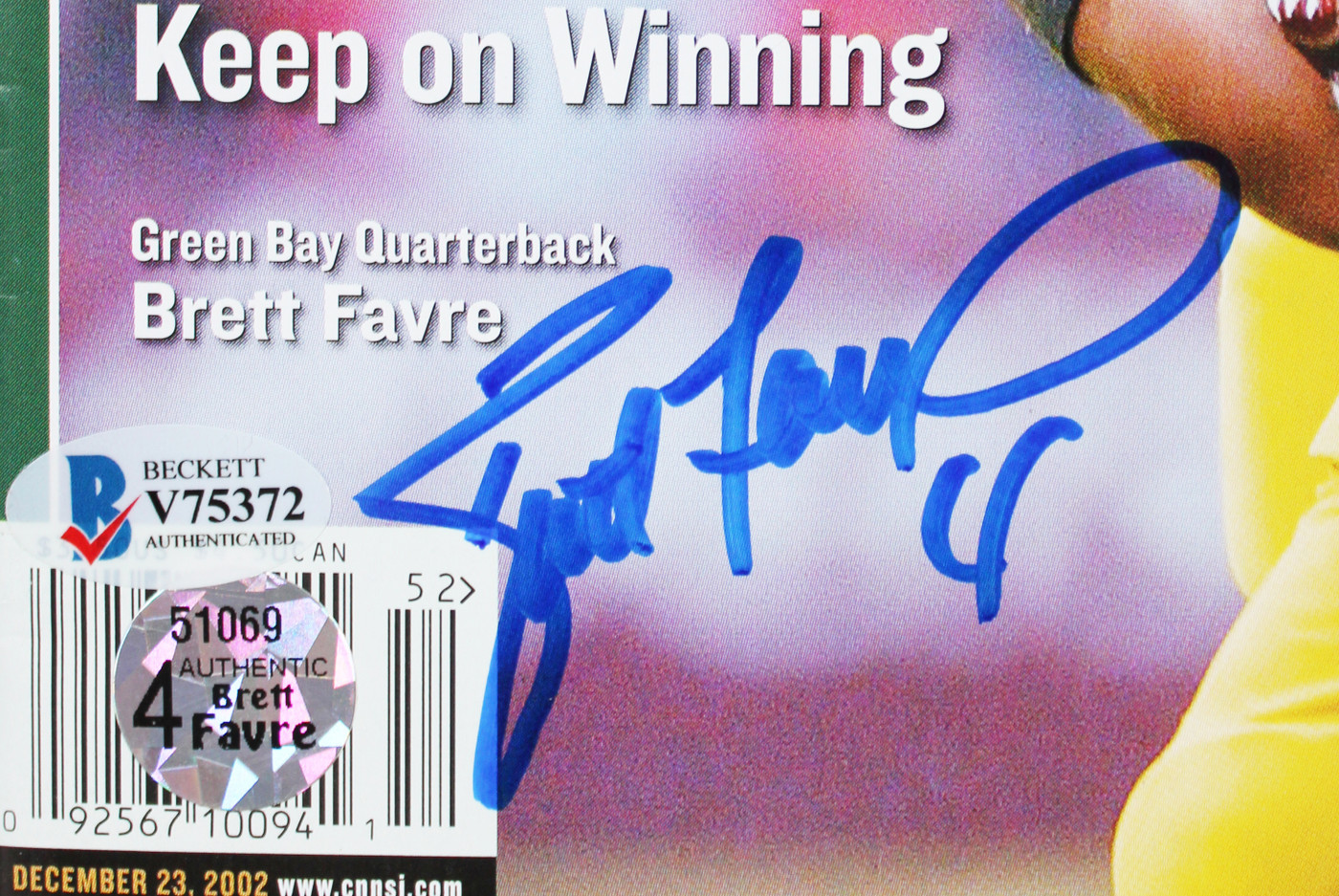 Packers Brett Favre Authentic Signed '02 Sports Illustrated Magazine BAS #V75372