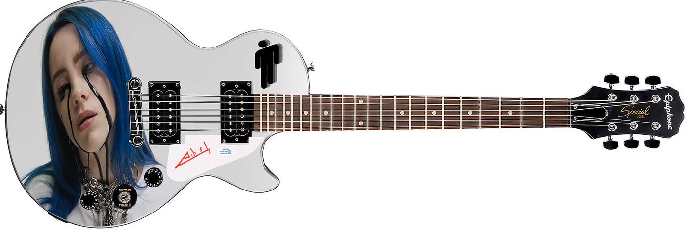 Billie Eilish Autographed Gibson Epiphone Les Paul Photo Graphics Guitar ACOA ACOA