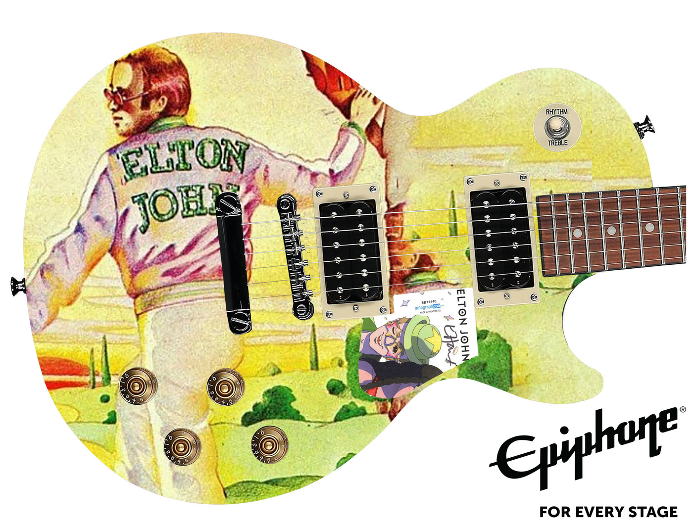 Elton John Autographed Gibson Epiphone Les Paul Graphics Guitar ACOA