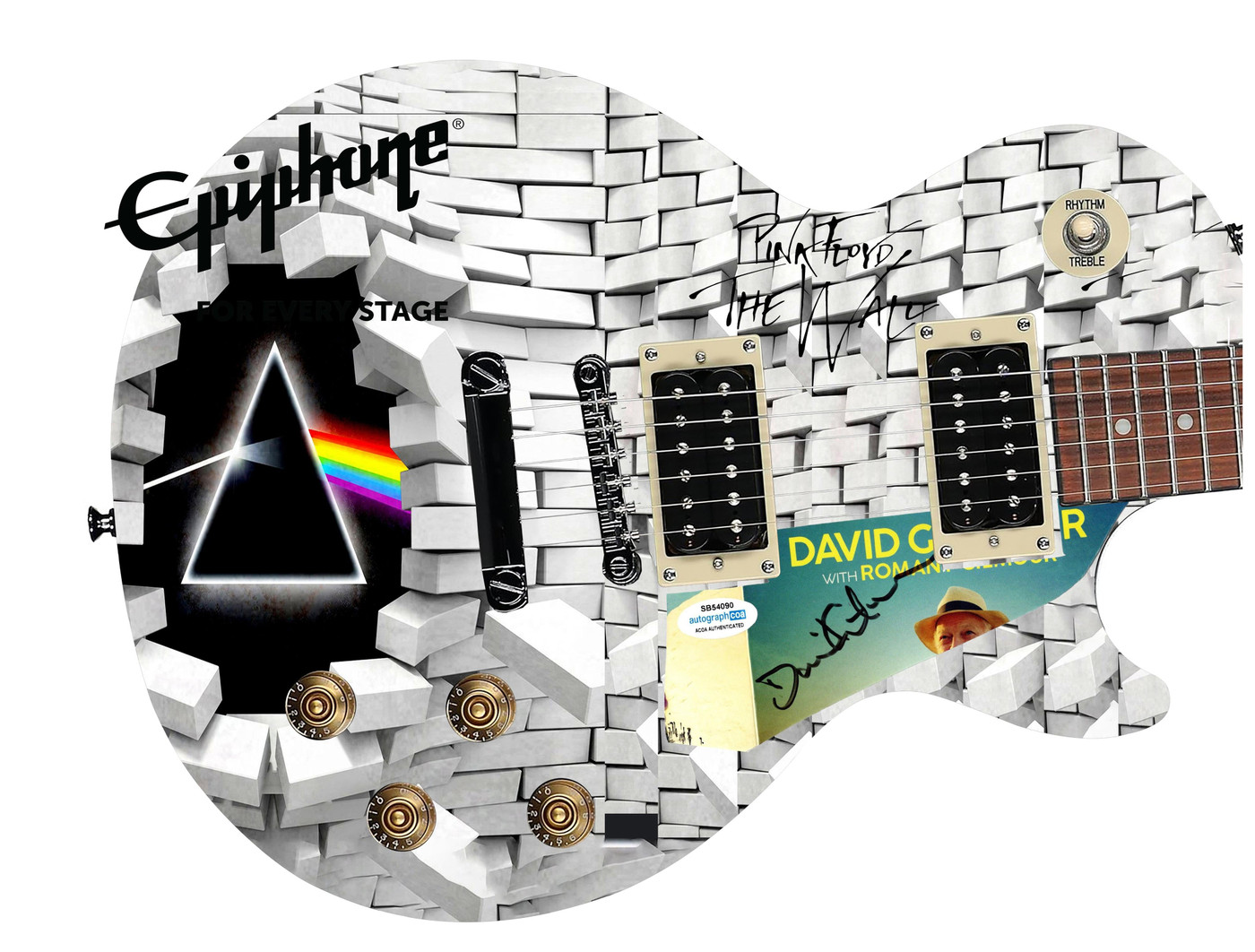 Pink Floyd David Gilmour Epiphone Gibson Les Paul Photo Graphics Guitar ACOA JSA