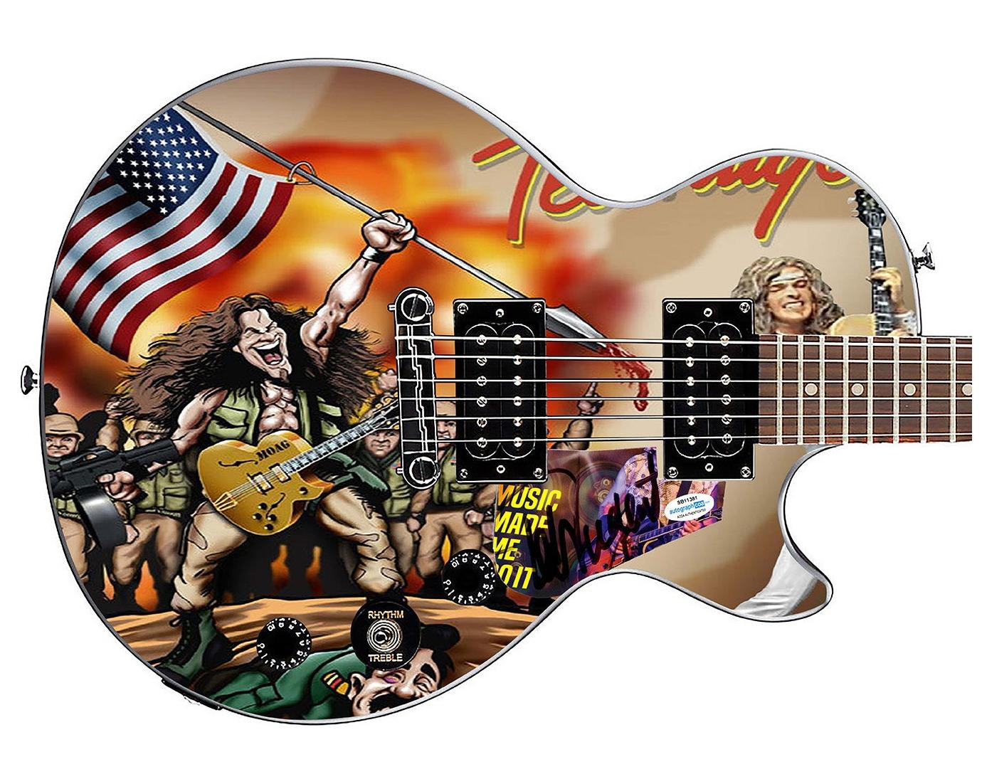 Ted Nugent USA Flag Signed Custom Graphics Gibson Epiphone Guitar ACOA