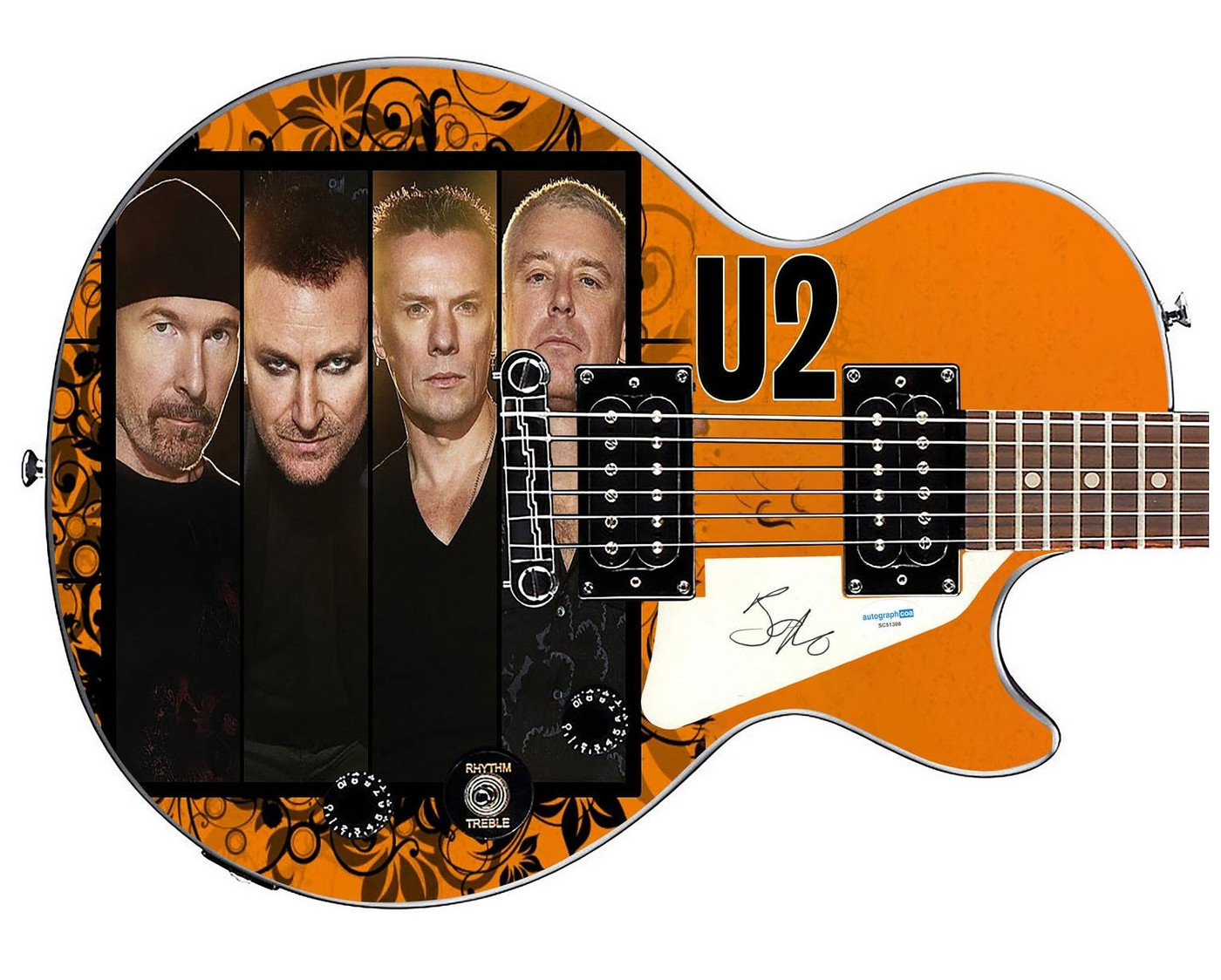 U2 Bono Autographed Custom Epiphone Graphics Guitar Version 1