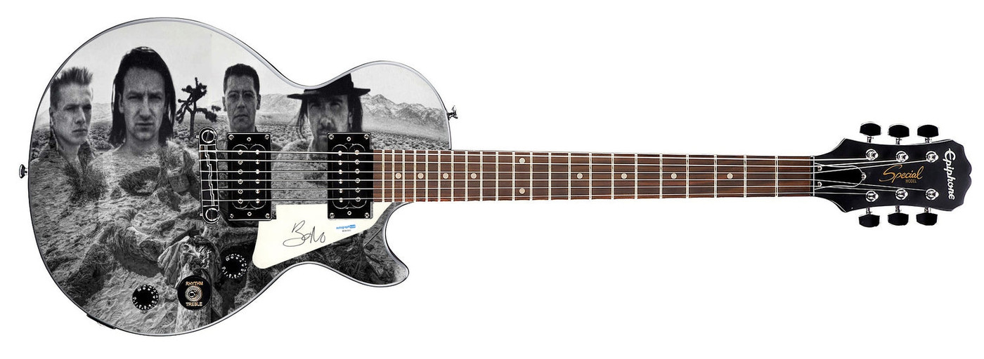 U2 Bono Autographed Custom Epiphone "Joshua Tree" Graphics Guitar