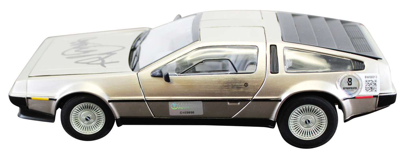 Michael J. Fox Back To The Future Signed 1:18 Die Cast DeLorean BAS #BW88013