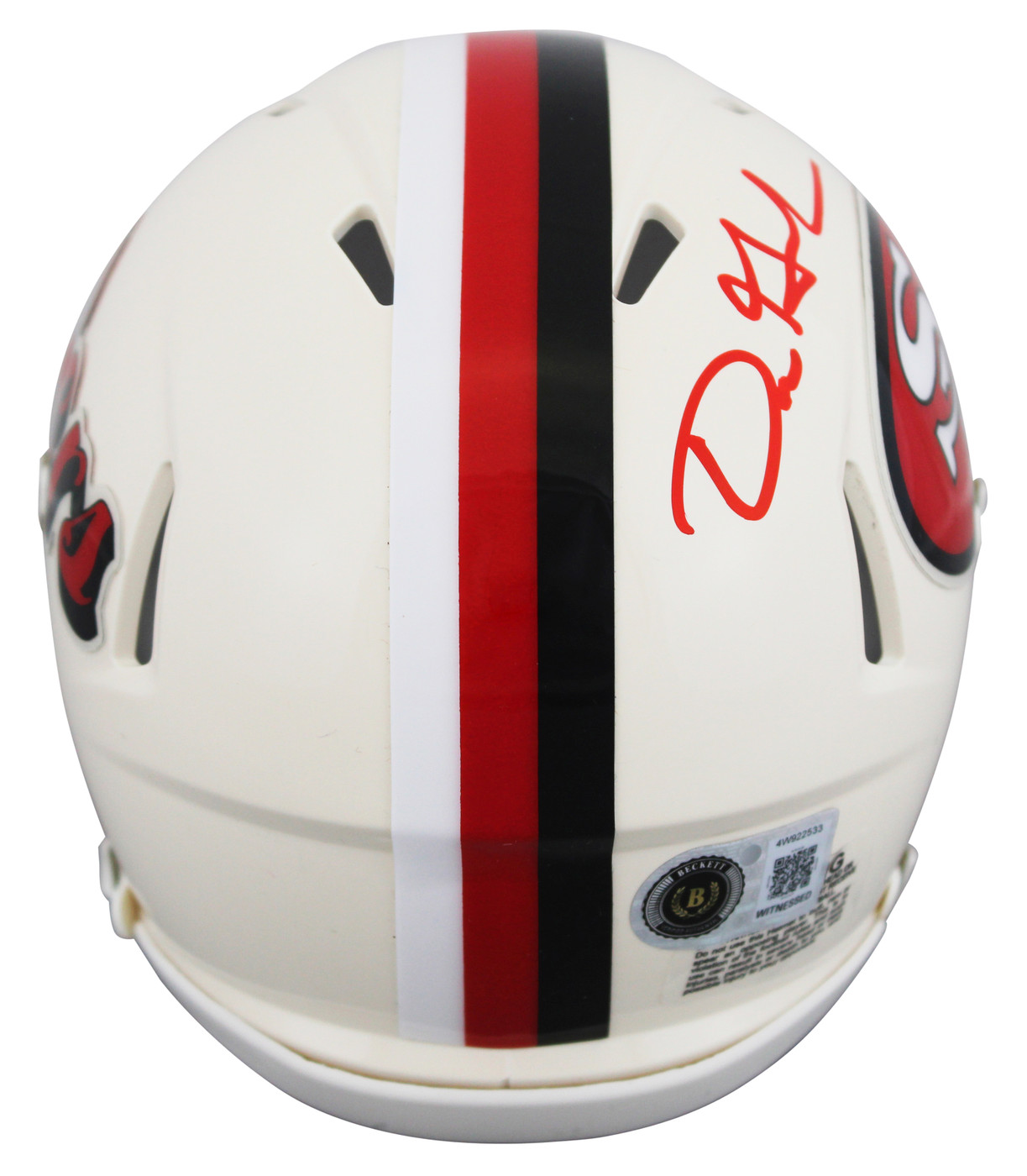49ers motorcycle helmet 49ers Dre Greenlaw Signed Retro Speed Mini Helmet W/ Case BAS Witnessed
