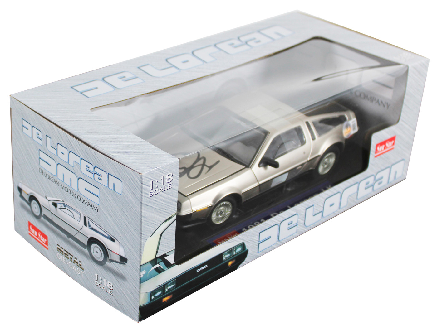 Michael J. Fox Back To The Future Signed 1:18 Die Cast DeLorean