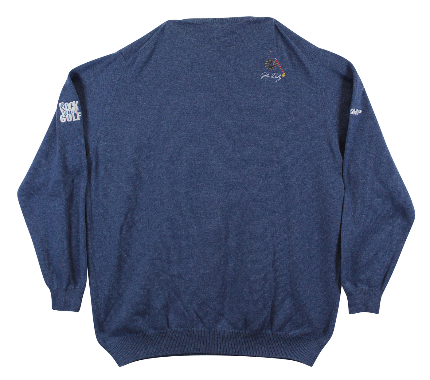 John Daly Signed Match Worn Blue Johnstons of Elgin Cashmere Sweater BAS