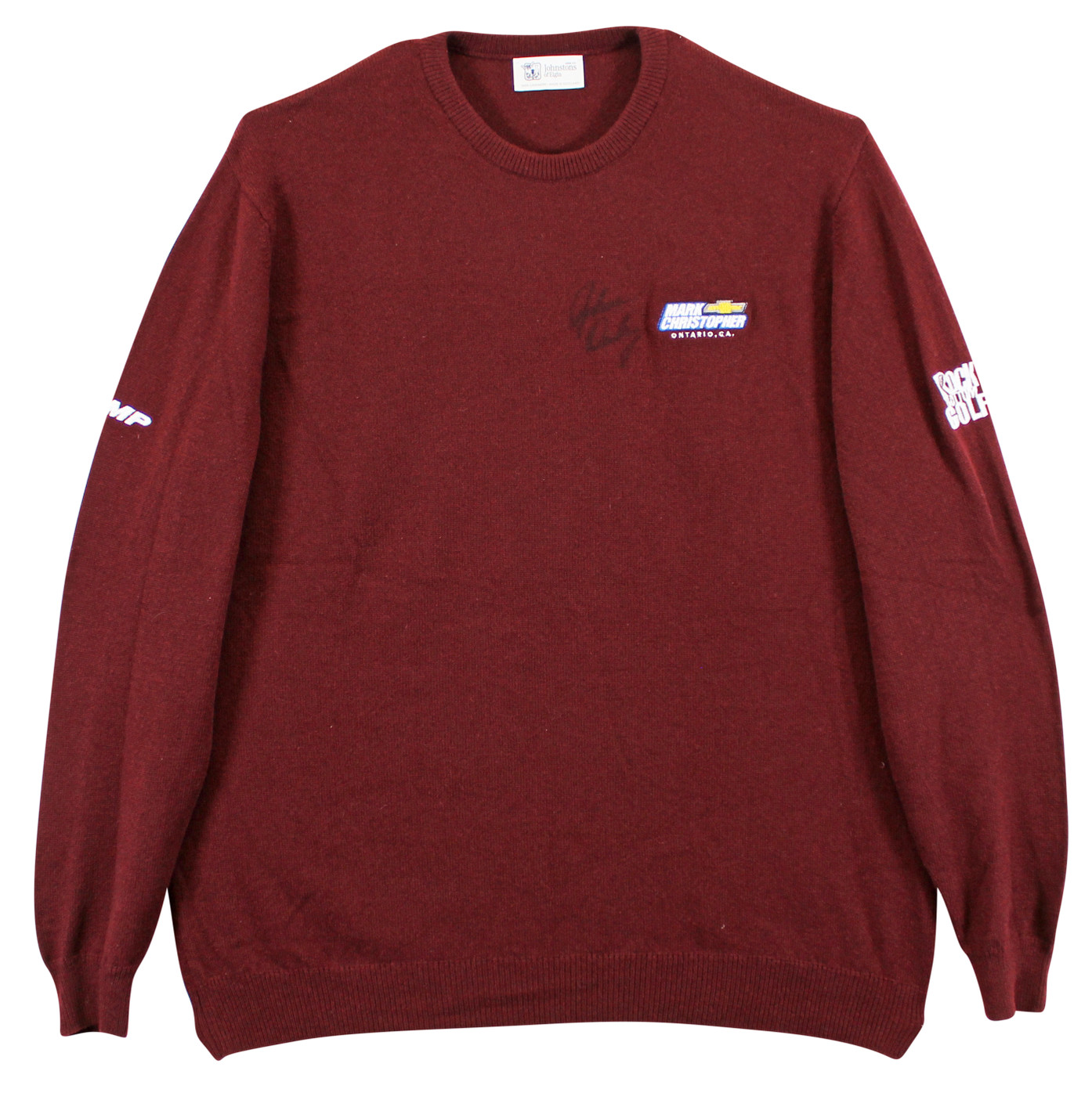 John Daly Signed Match Worn Maroon Johnstons of Elgin Cashmere Sweater BAS