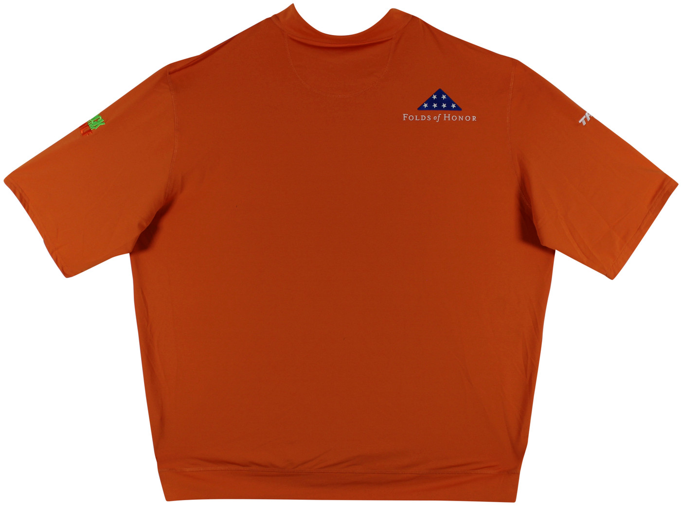 John Daly Signed Match Worn Orange Folds of Honor Quarter Zip Shirt BAS #BH00324