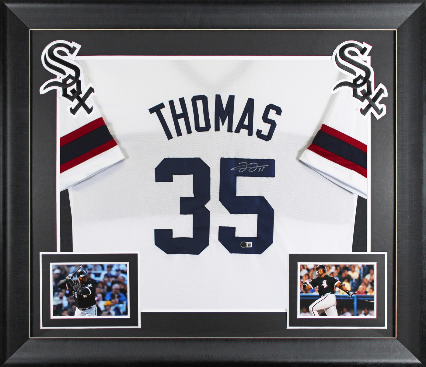 Frank Thomas Signed White Throwback Pro Style Framed Jersey BAS Witnessed