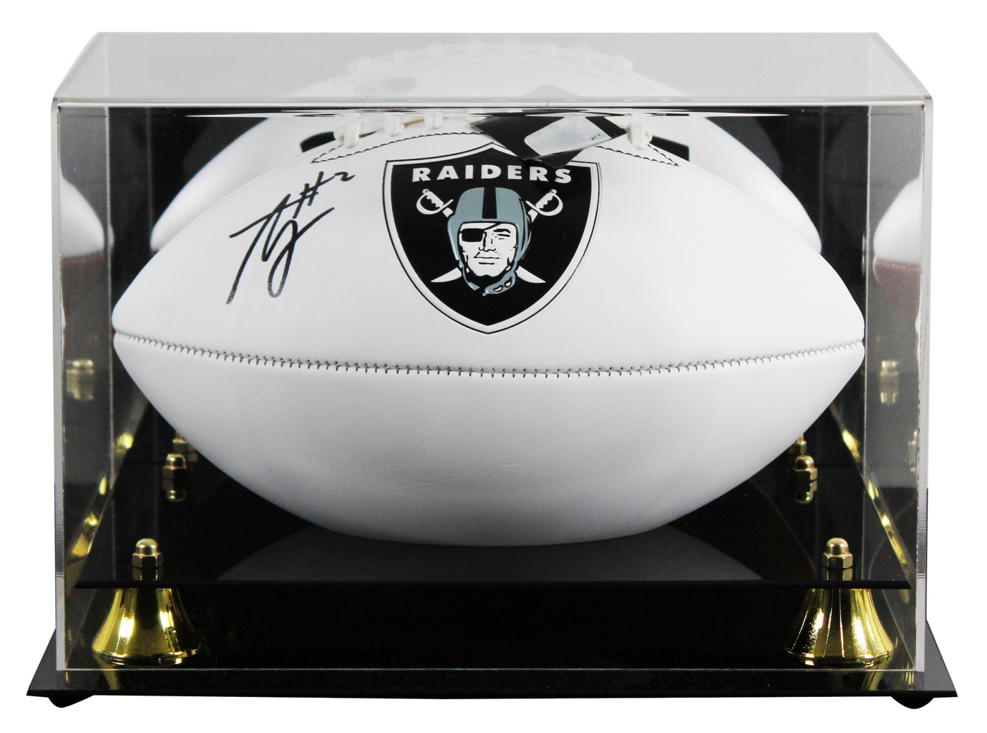 Raiders Ashton Jeanty Signed Franklin White Panel Logo Football W/ Case BAS Wit