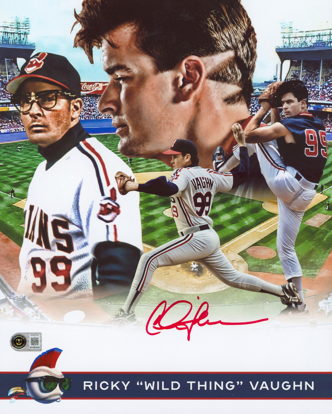 Charlie Sheen Major League Signed 11x14 Custom Collage Photo BAS Witnessed
