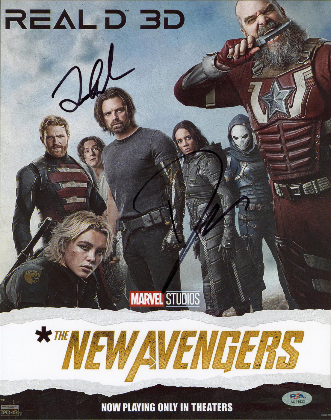 サンダーボルツ:デヴィッドハーバー氏直筆サイン入りポスター:SWAU認証付き Lewis Pullman & David Harbour Marvel's Thunderbolts Signed 11x14