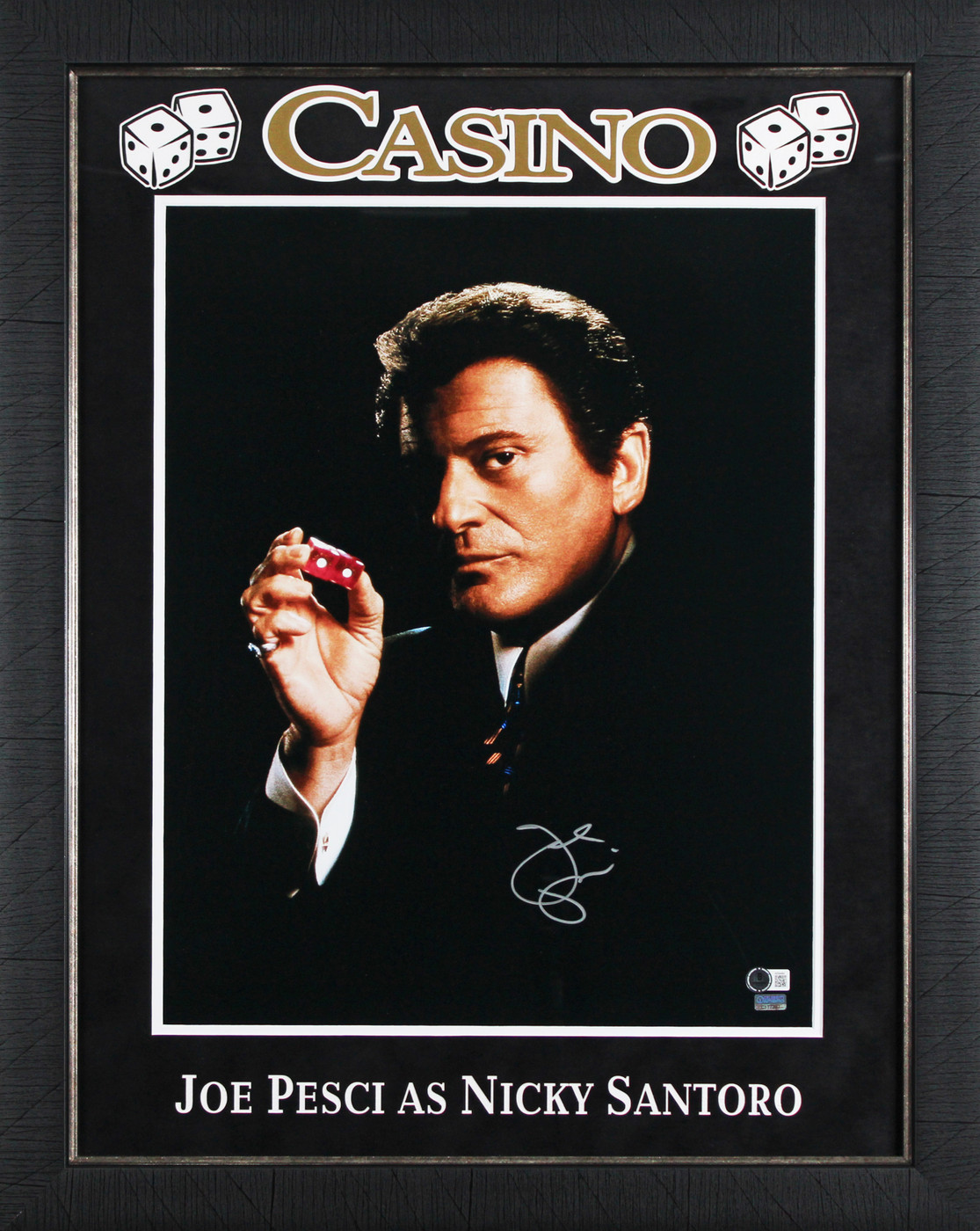 Joe Pesci Casino Authentic Signed 16x20 Framed Vertical Blackout Photo BAS