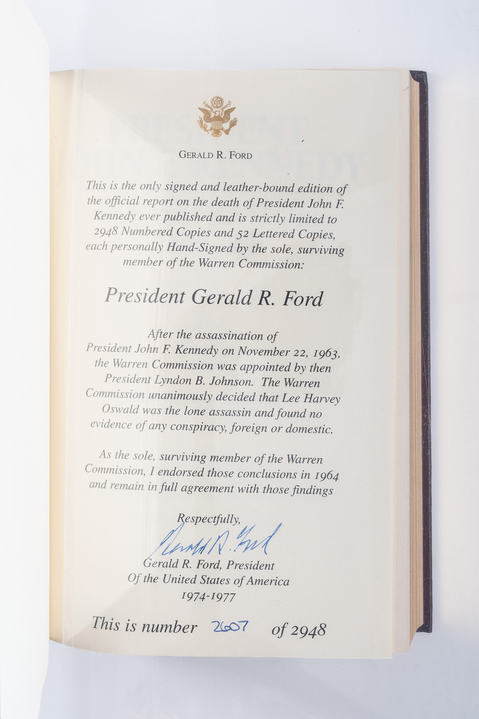 Gerald Ford Signed Warren Commission Report — Easton Press