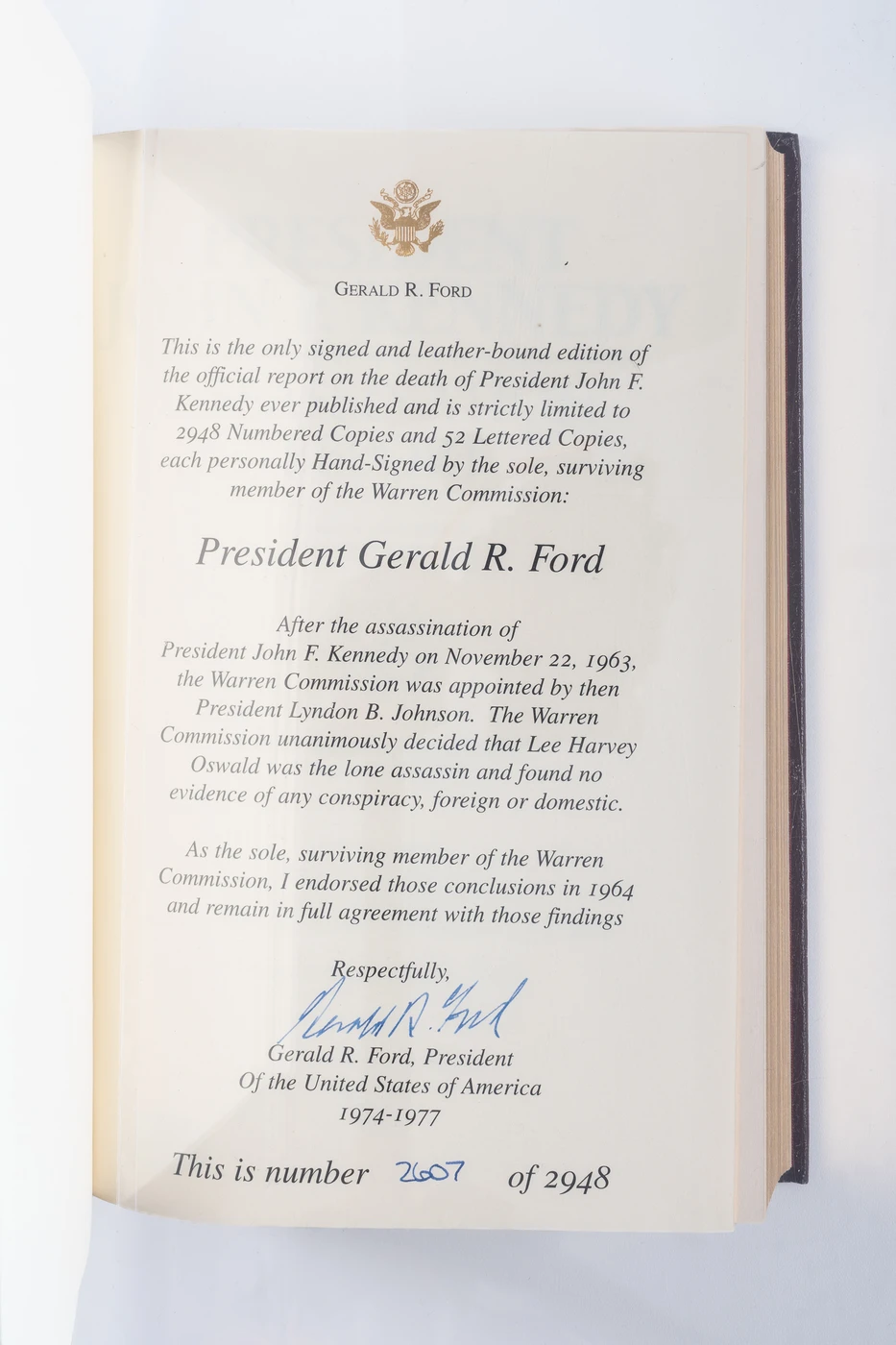 President John F. Kennedy Assassination Report of the Warren Commission