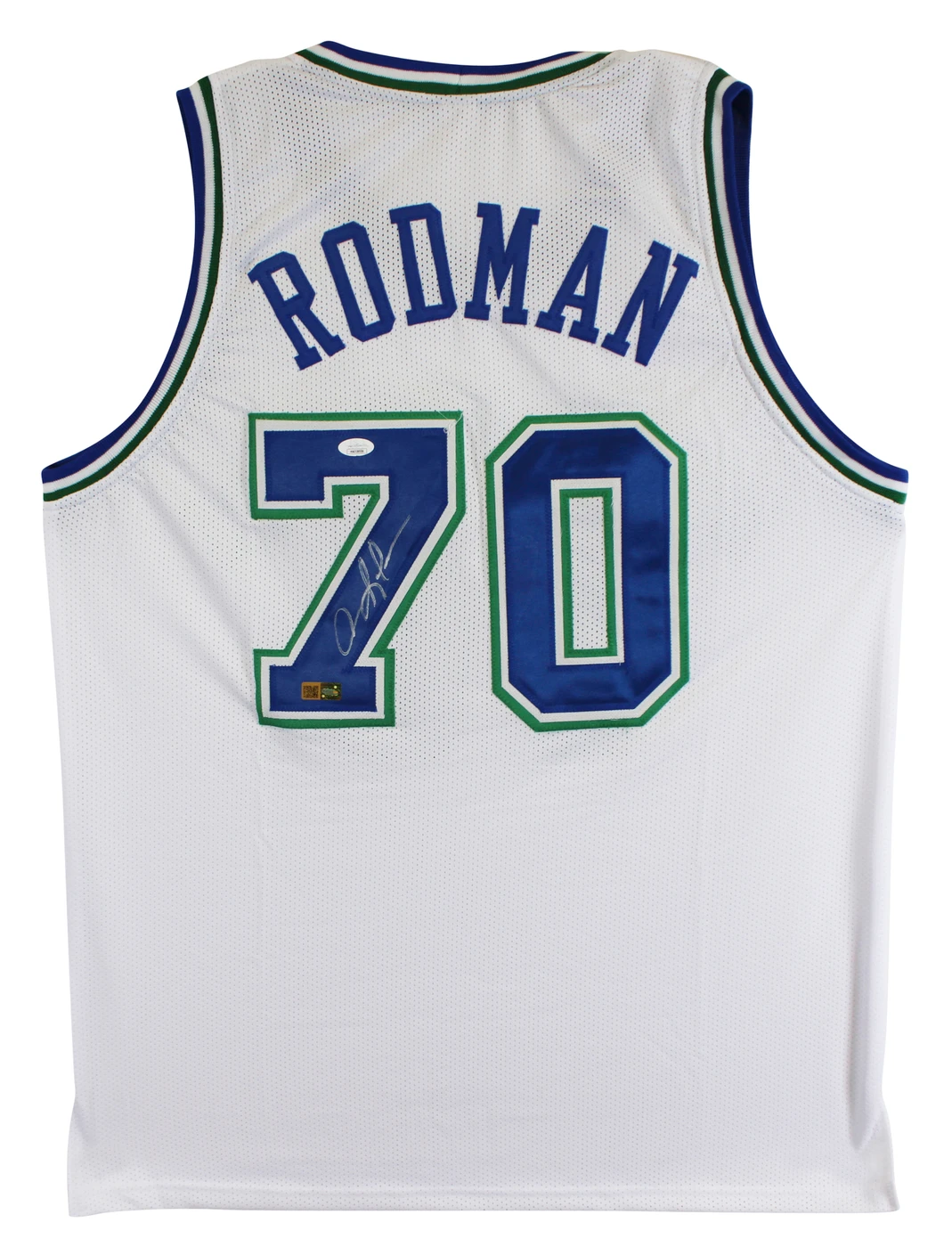 Dennis Rodman Authentic Signed White Pro Style Jersey Autographed JSA Witness