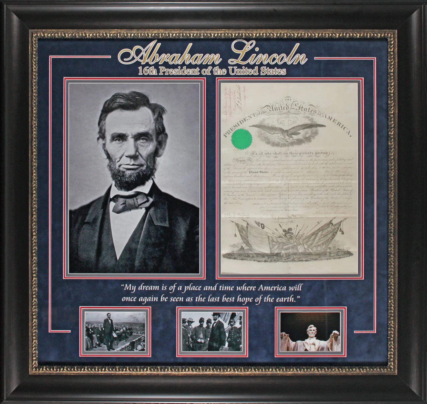 Abraham Lincoln Signed & Framed 15.75x19.75 1864 Military Appointment BAS LOA