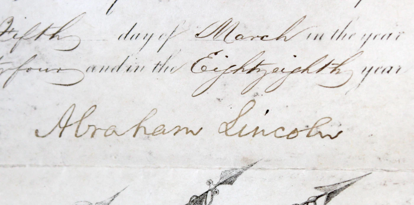 Abraham Lincoln Signed & Framed 15.75x19.75 1864 Military Appointment BAS LOA