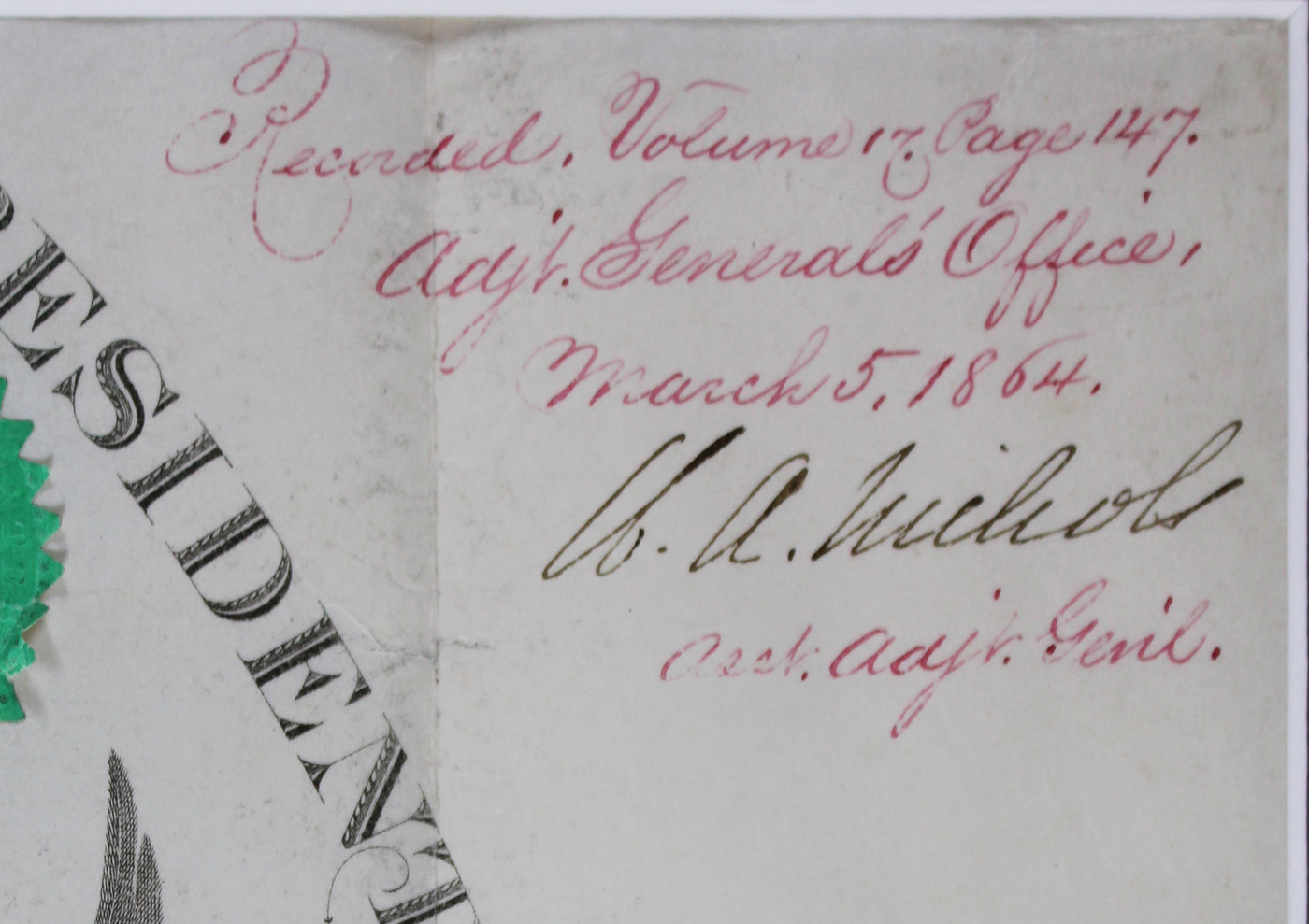 Abraham Lincoln Signed & Framed 15.75x19.75 1864 Military Appointment BAS LOA
