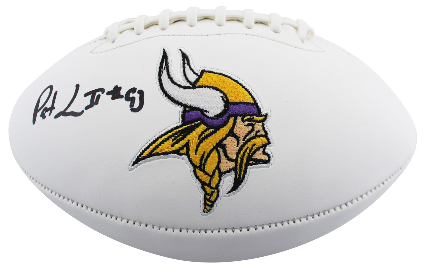Vikings Patrick Jones Authentic Signed White Panel Logo Football BAS Witnessed