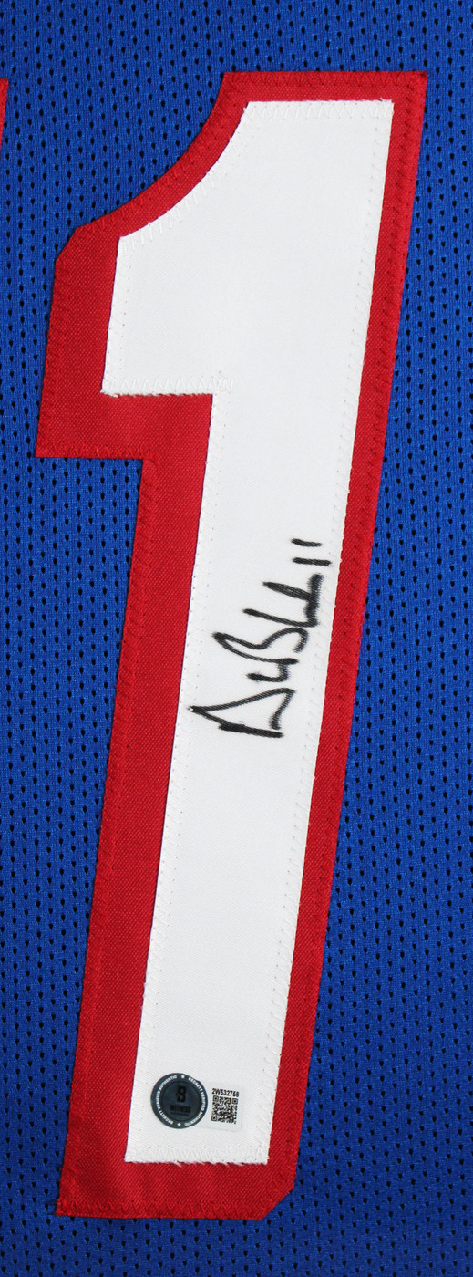 Drew Bledsoe Signed Throwback Blue Pro Style Framed Jersey BAS Witnessed