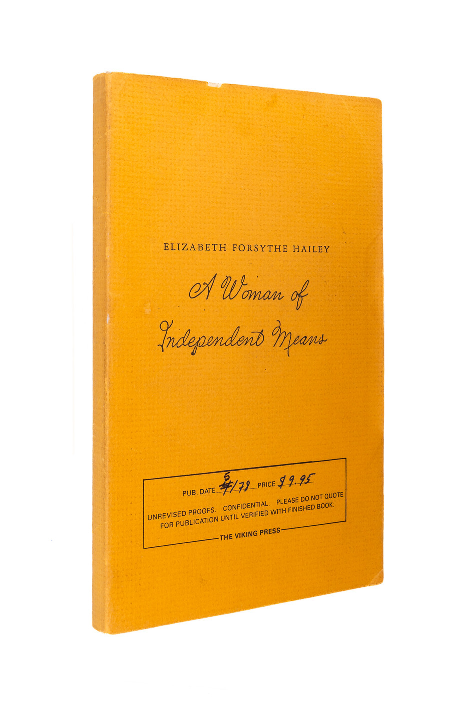 A Woman of Independent Means (Unsigned Advance Readers Copy)