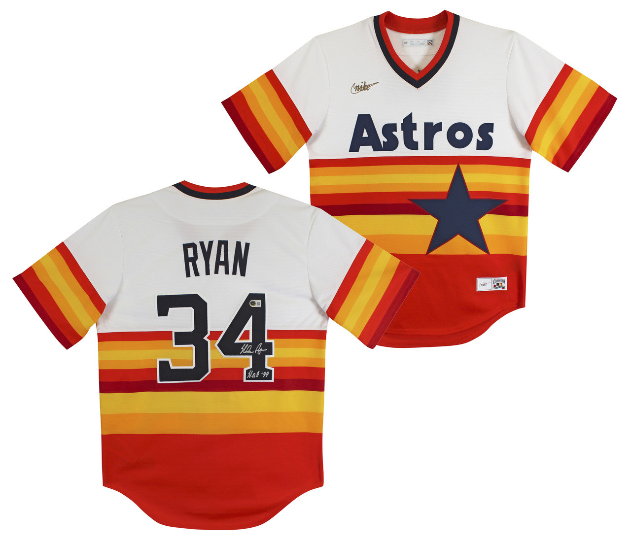 Astros Nolan Ryan "HOF 99" Authentic Signed Rainbow Nike CC Jersey BAS