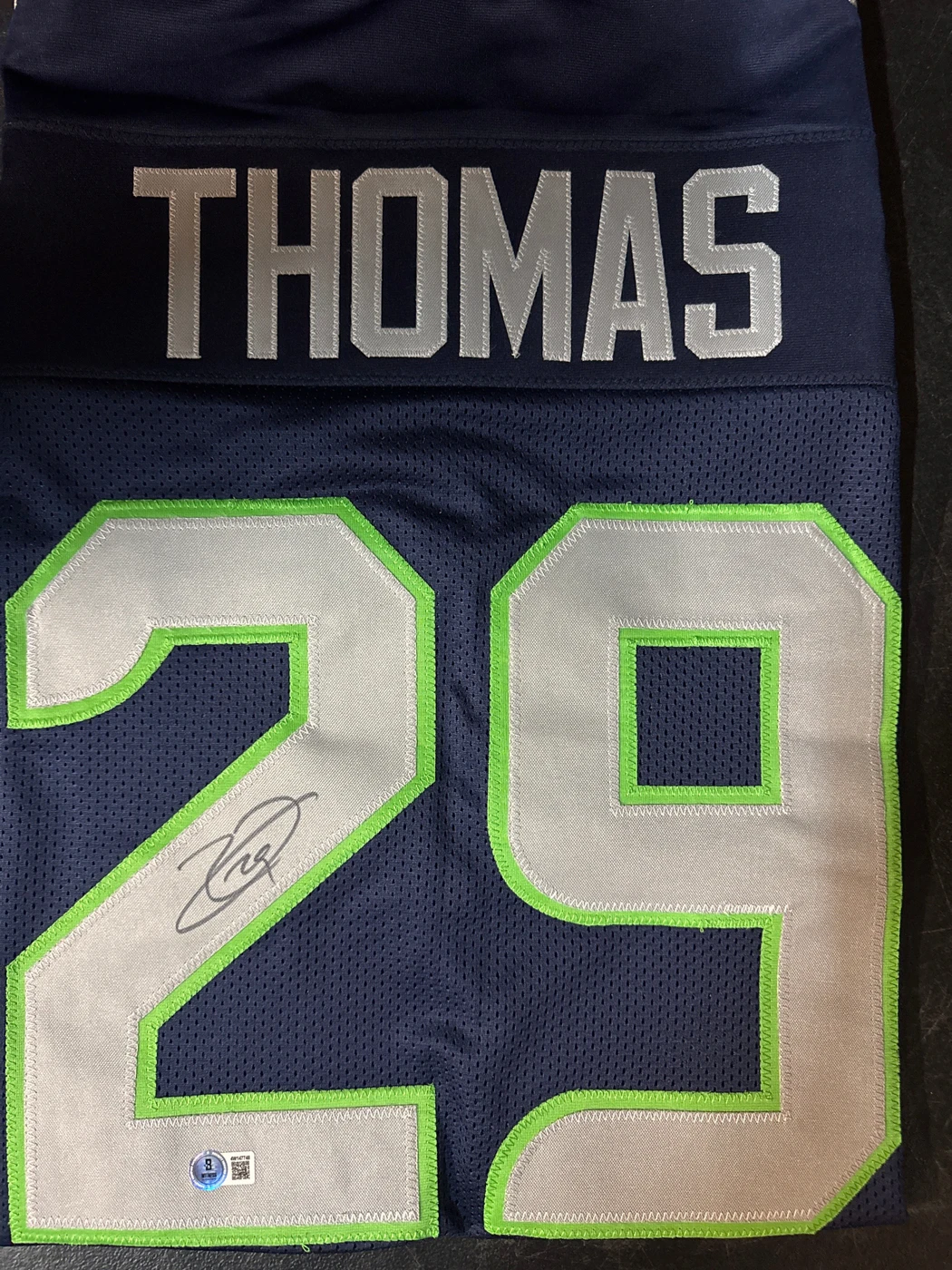 Earl Thomas Signed Seattle Navy Football Jersey (Beckett)