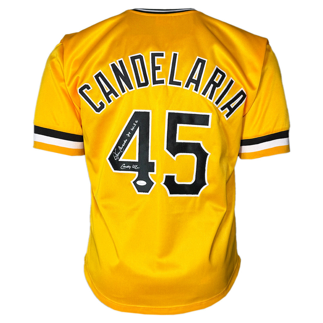 John Candelaria Signed 79 WSC Candyman Inscription Pittsburgh Yellow Baseball Jersey (JSA)