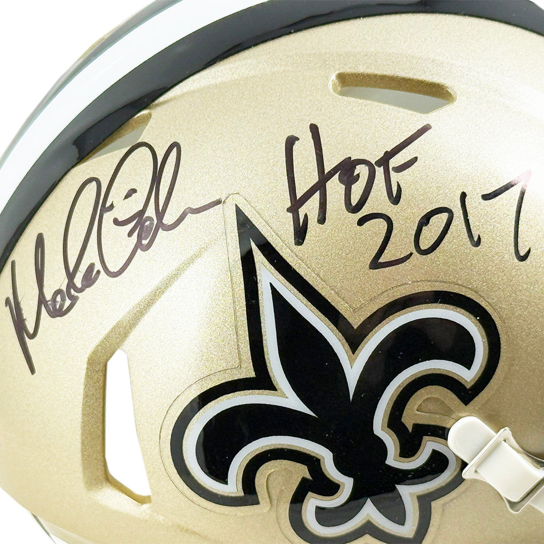 Morton Anderson Signed HOF 2017 Inscription New Orleans Saints Speed Mini Football Helmet (JSA)