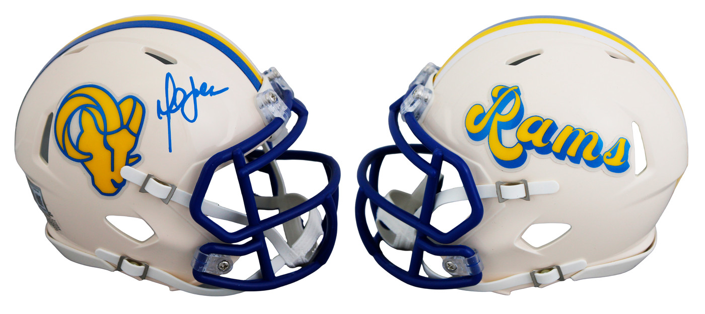 Rams Marshall Faulk Authentic Signed Retro Speed Mini Helmet W