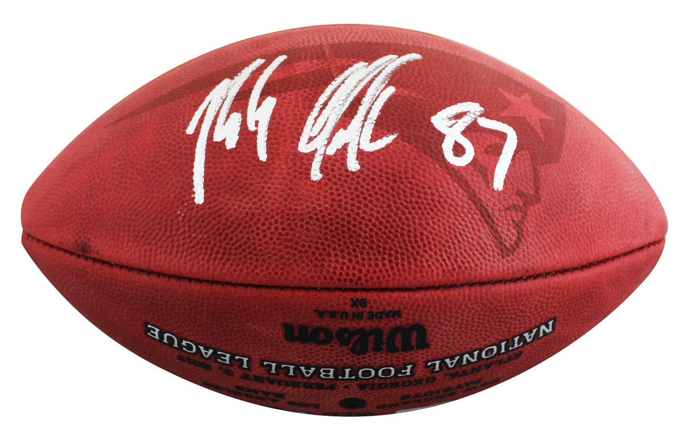 Patriots Rob Gronkowski Signed SB LIII Logo Wilson "Duke" Football W/ Case BAS W
