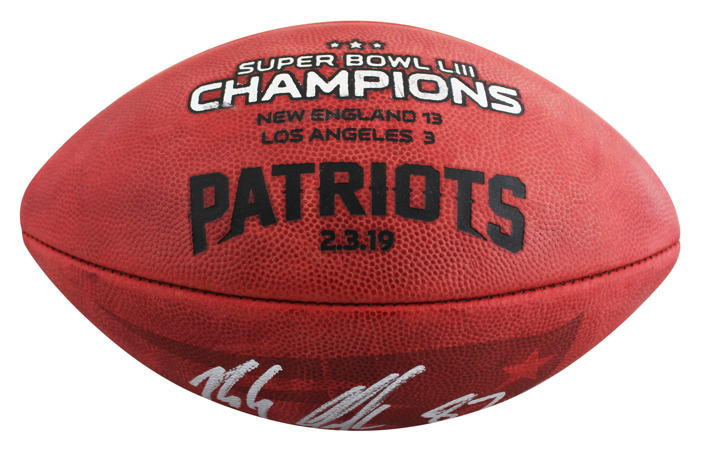 Patriots Rob Gronkowski Signed SB LIII Logo Wilson "Duke" Football BAS Witnessed