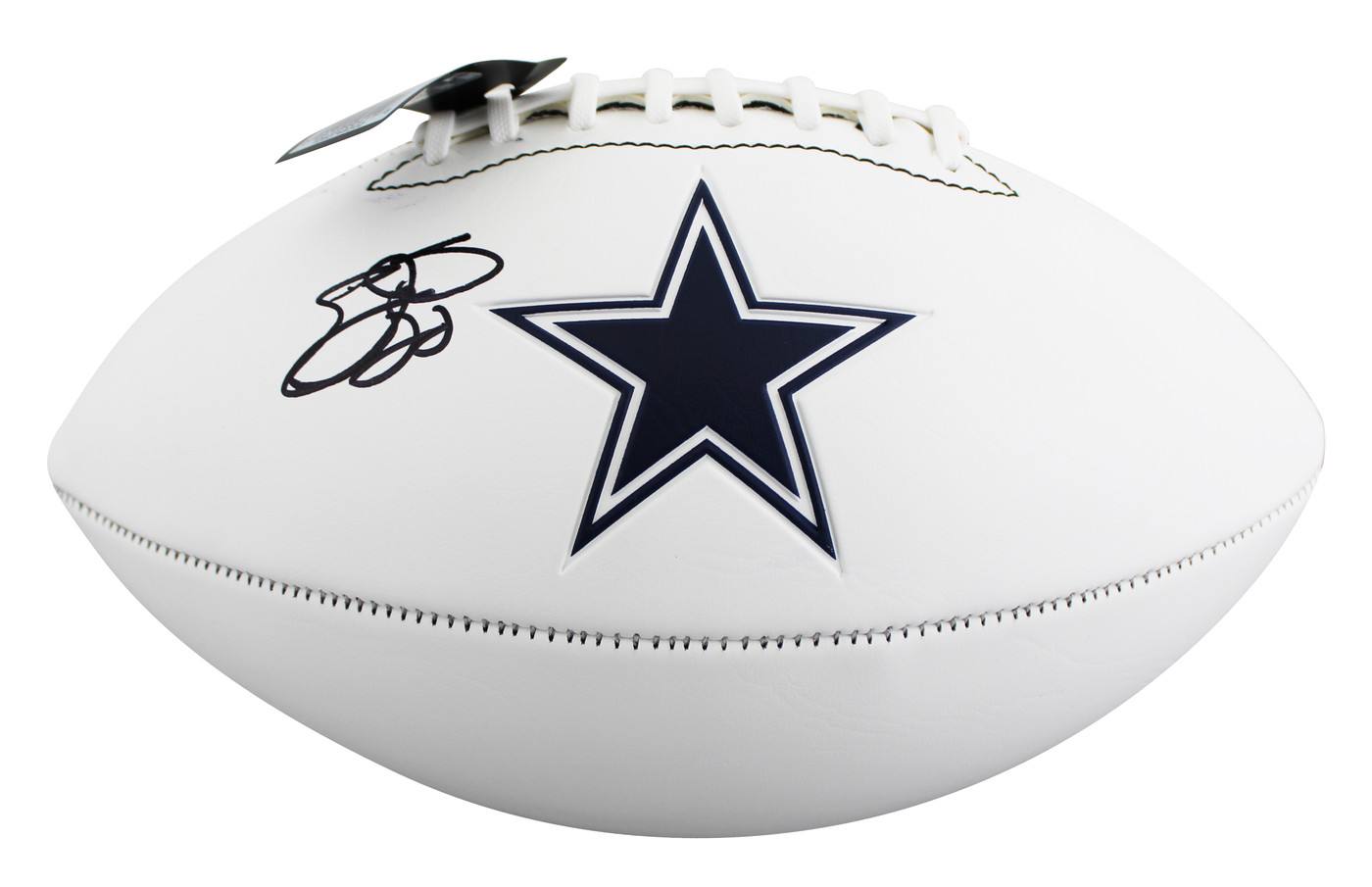 Cowboys Emmitt Smith Signed Franklin White Panel Logo Football BAS Witnessed