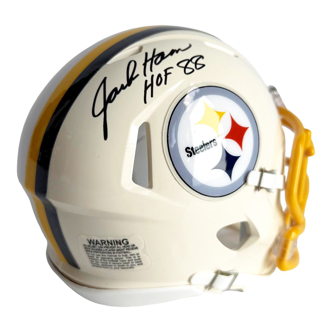 Jack Hampton Signed HOF 88 Inscription Pittsburgh Steelers Retro Speed Mini Football Helmet (JSA)