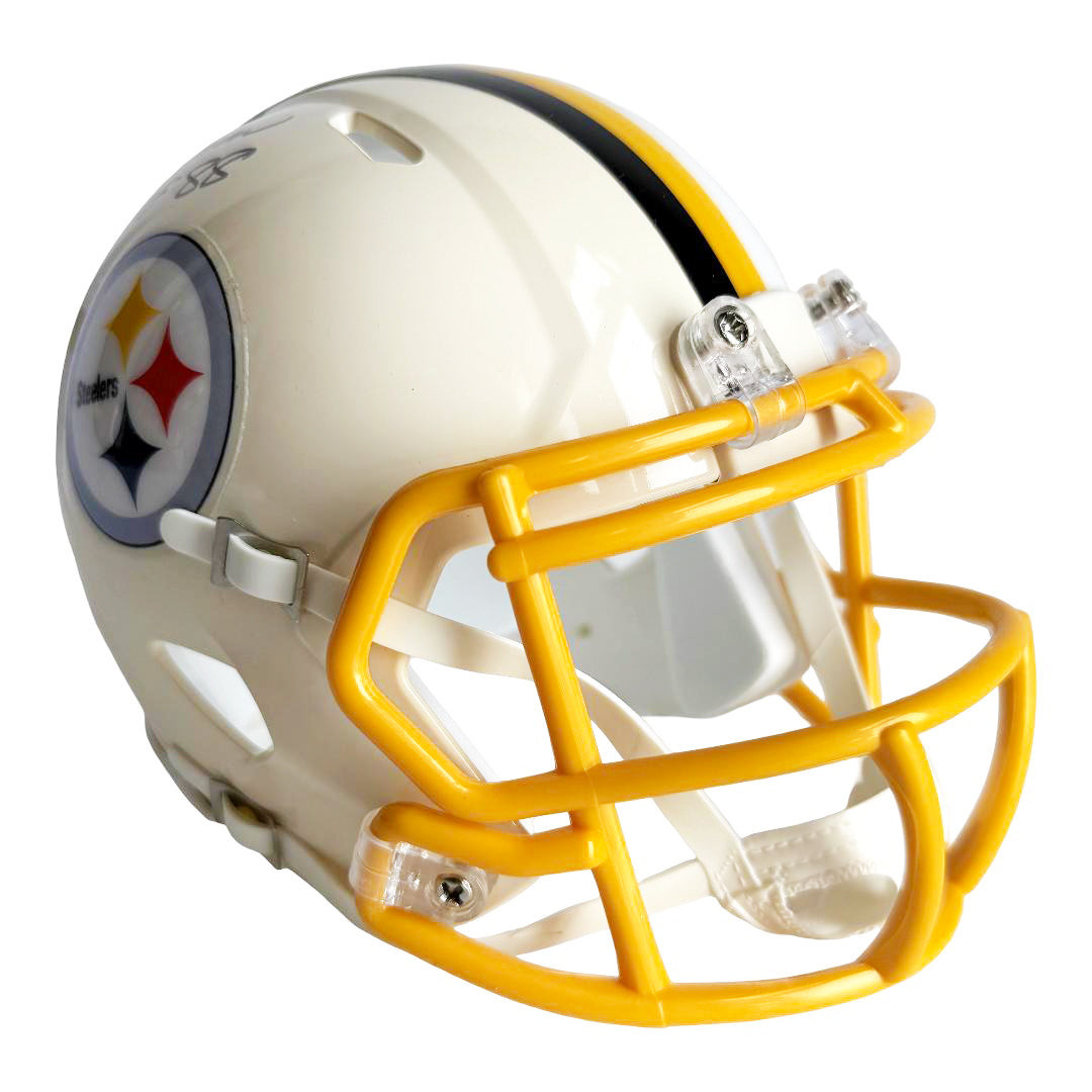 Jack Hampton Signed HOF 88 Inscription Pittsburgh Steelers Retro Speed Mini Football Helmet (JSA)