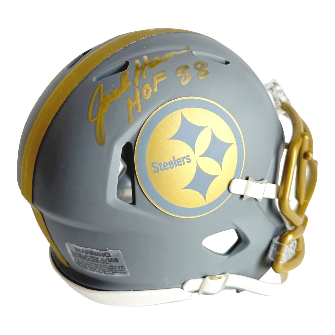 Jack Hampton Signed HOF 88 Inscription Pittsburgh Steelers Slate Alternate Speed Mini Football Helmet (JSA)