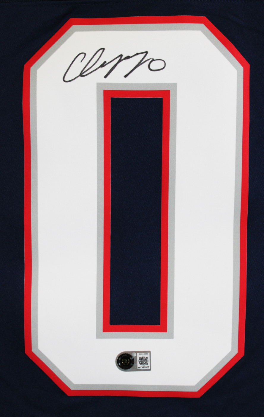 Patriots Christian Gonzalez Signed Navy Nike Limited Jersey BAS Witnessed