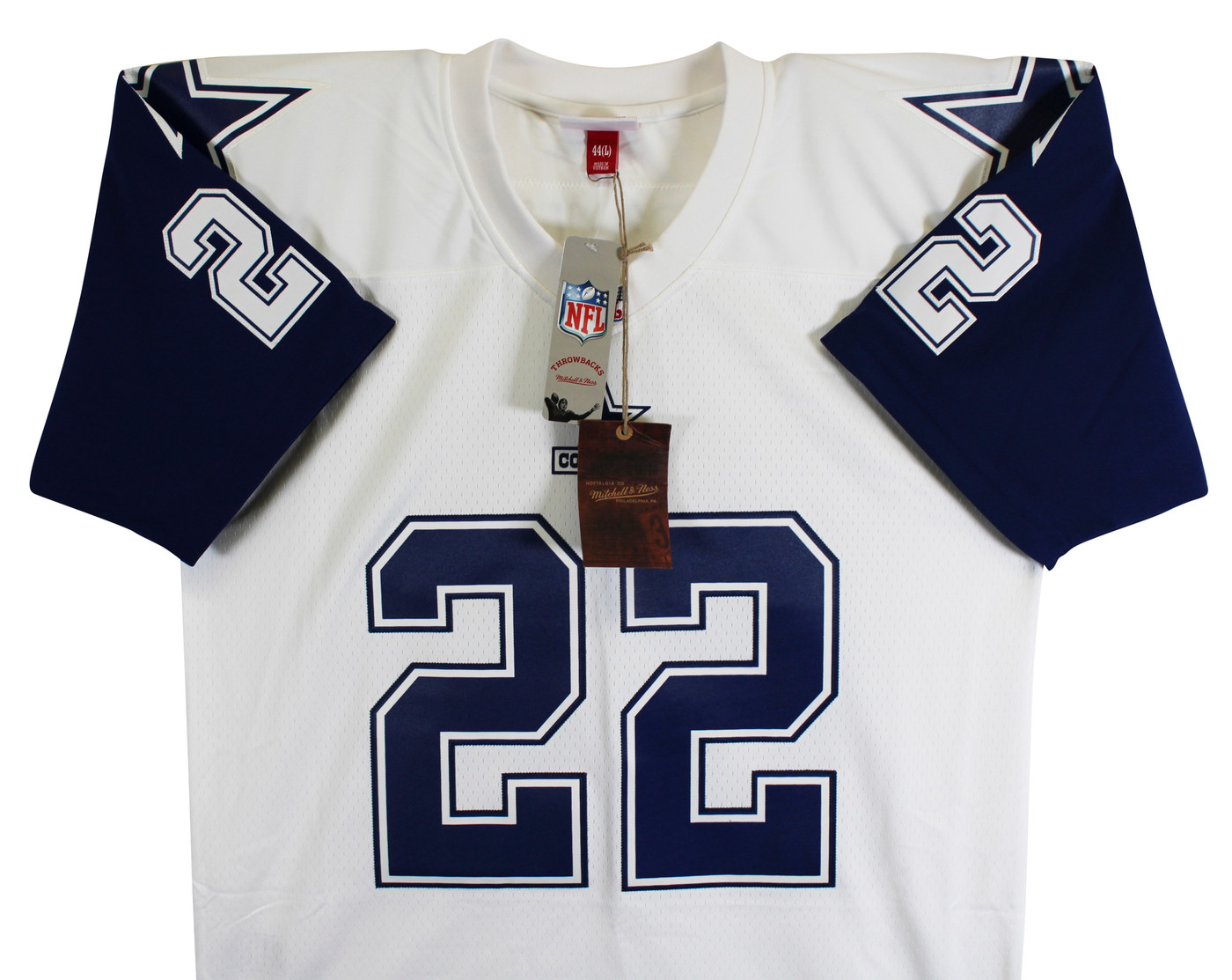 Cowboys Emmitt Smith Signed White Thanksgiving M&N Jersey BAS Witnessed