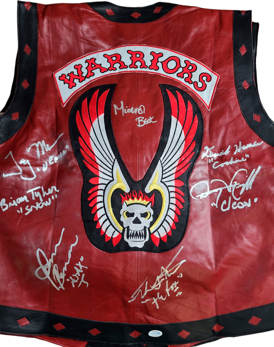 The Warriors Movie Cast Signed Leather Vest Exact Proof ACOA Version 2