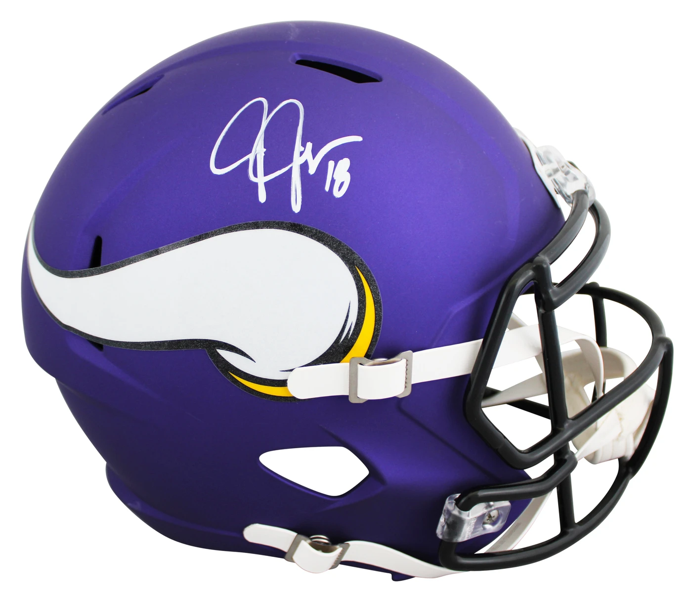 Vikings Justin Jefferson Signed Full Size Speed Rep Helmet BAS Witness #4W861771