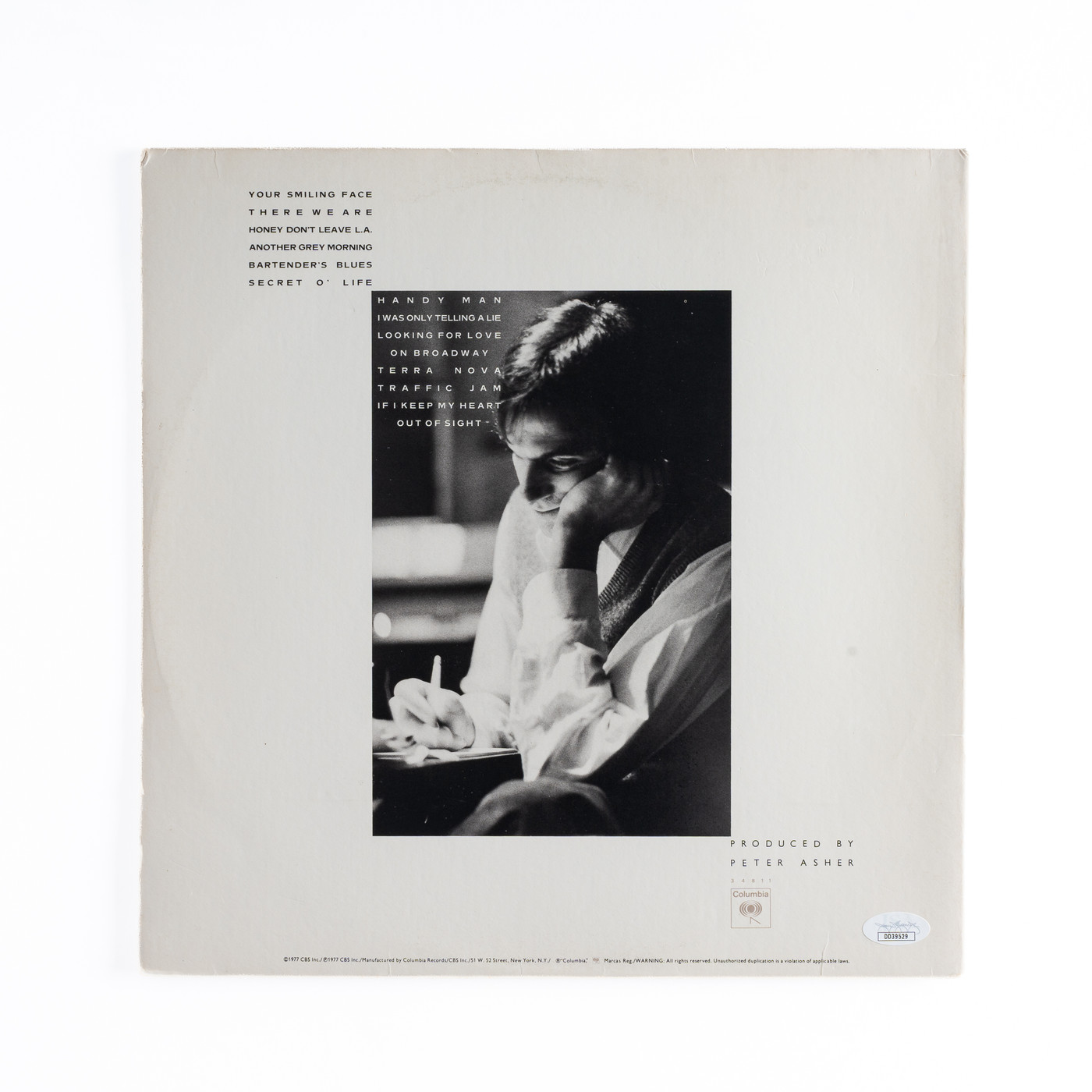 James Taylor Signed JT Vinyl Record — Hand-Signed Album
