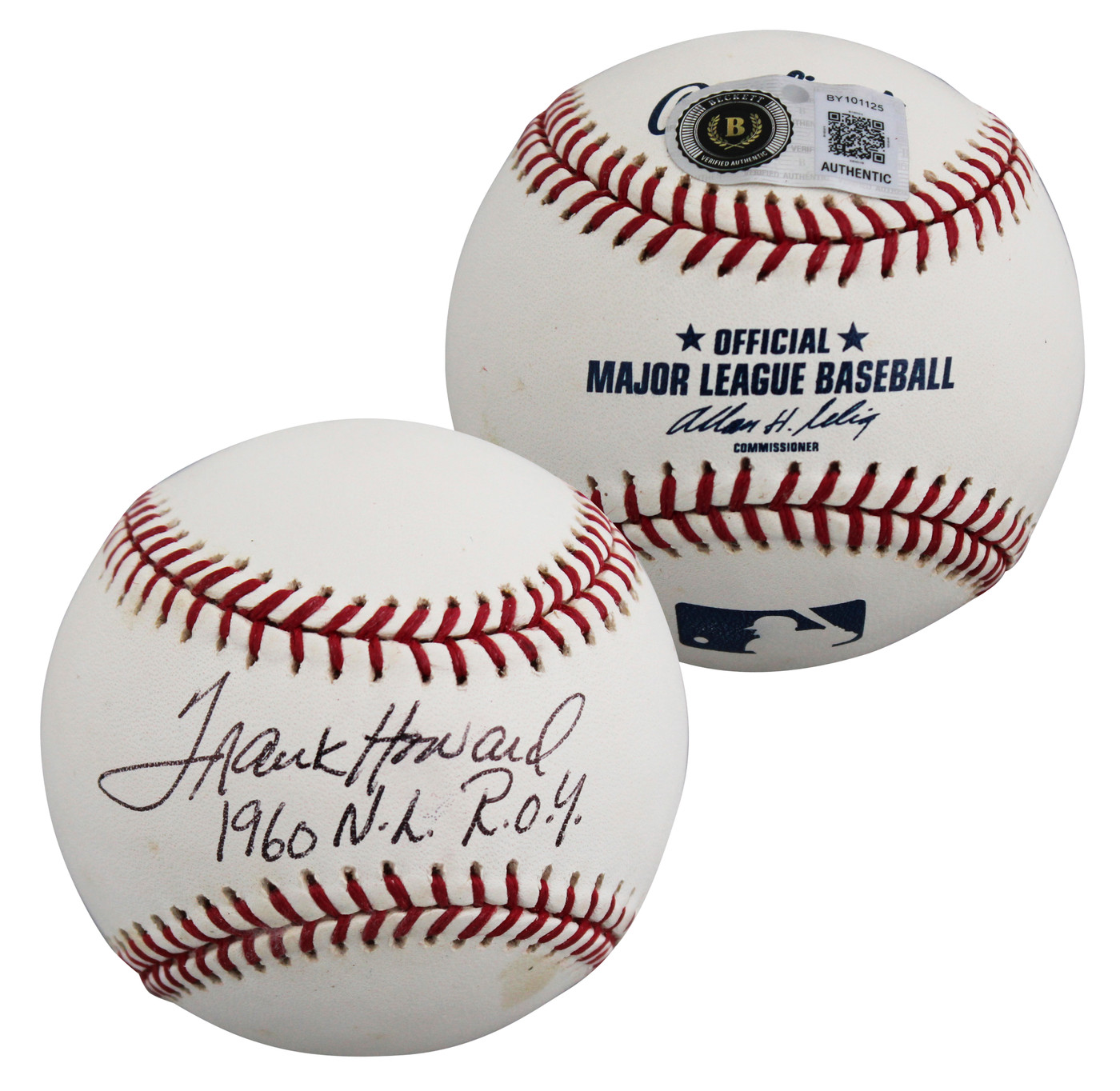 Rangers Frank Howard "1960 NL ROY" Signed Allen Selig OML Baseball BAS #BY101125