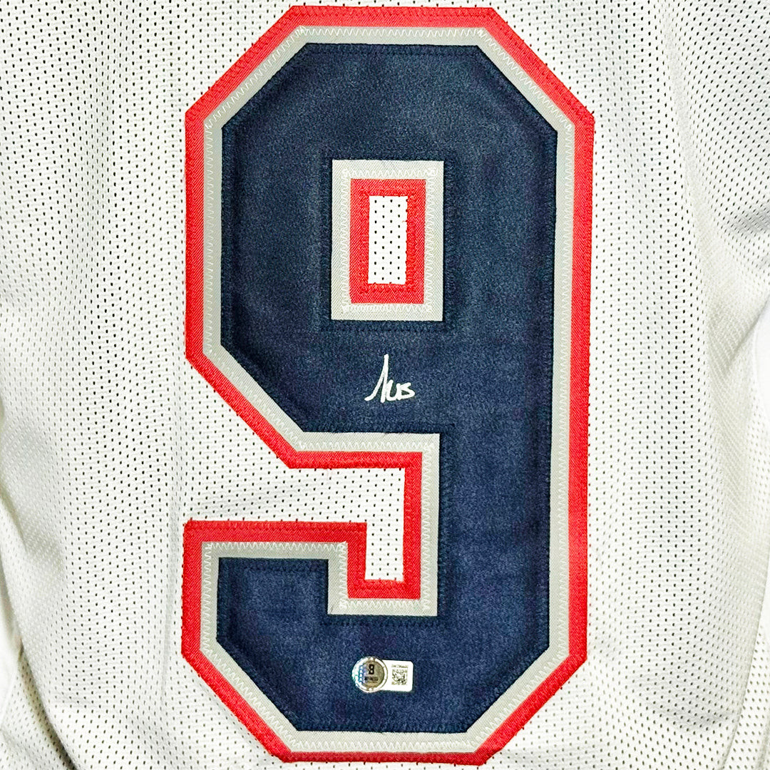 Kayshon Boutte Signed New England White Football Jersey (Beckett)