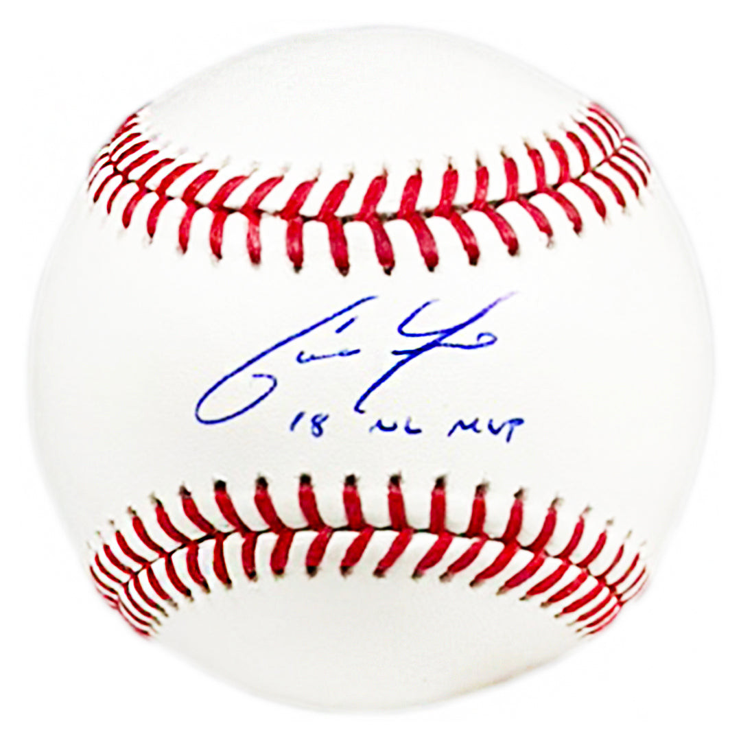 Christian Yelich Signed 18 NL MVP Inscription Rawlings Official Major League Baseball (Fanatics/MLB)