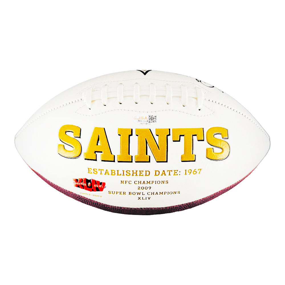 Morten Andersen Signed HOF 2017 Inscription New Orleans Saints Official NFL Team Logo Football (JSA)