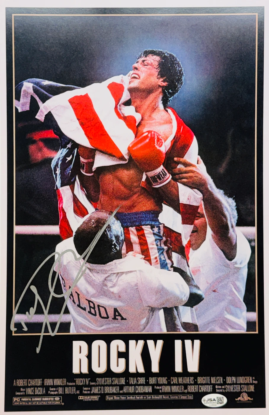 Dolph Lundgren Signed Rocky IV Poster JSA