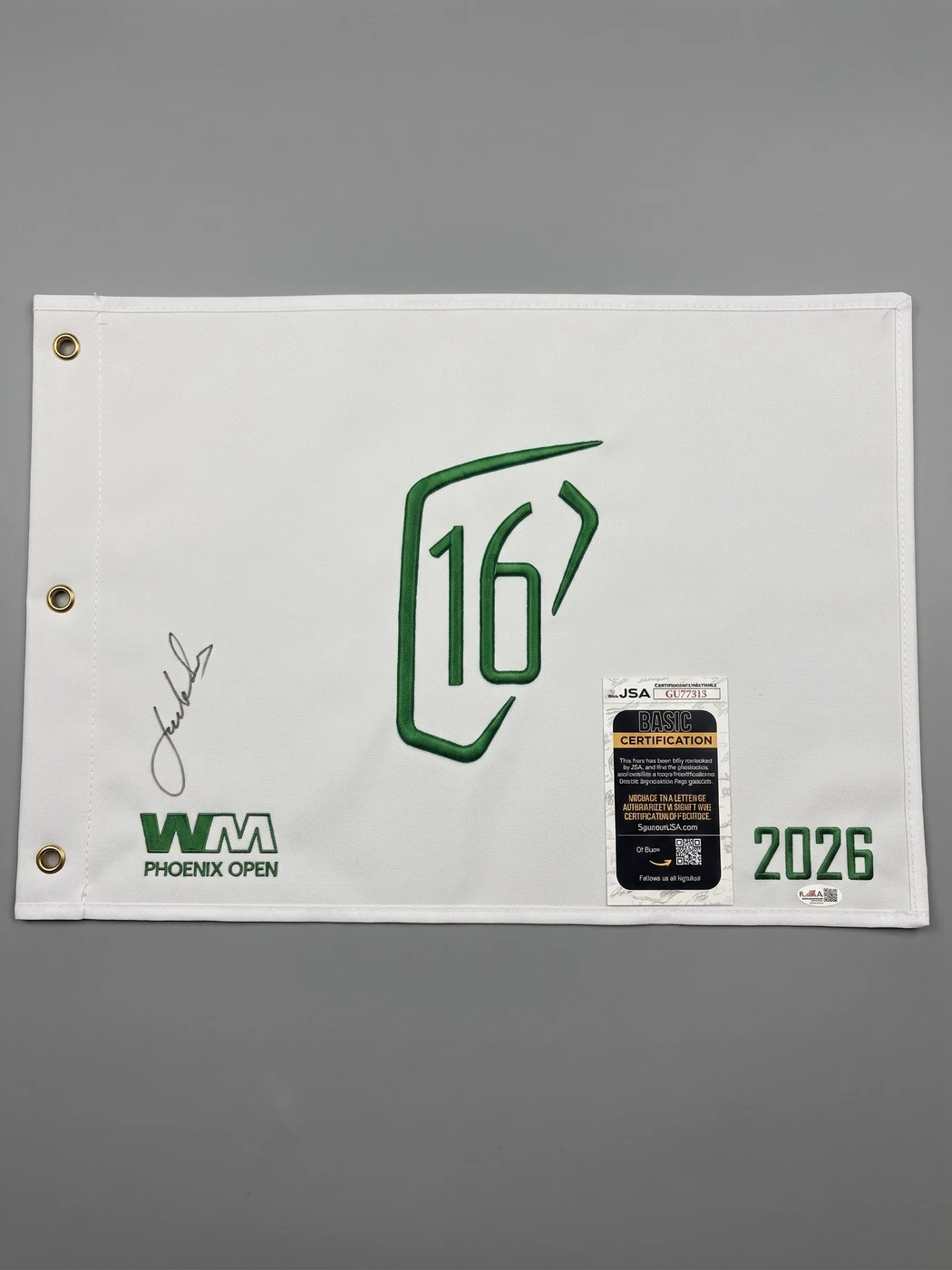 Jordan Spieth Signed Waste Managment Golf Flag JSA