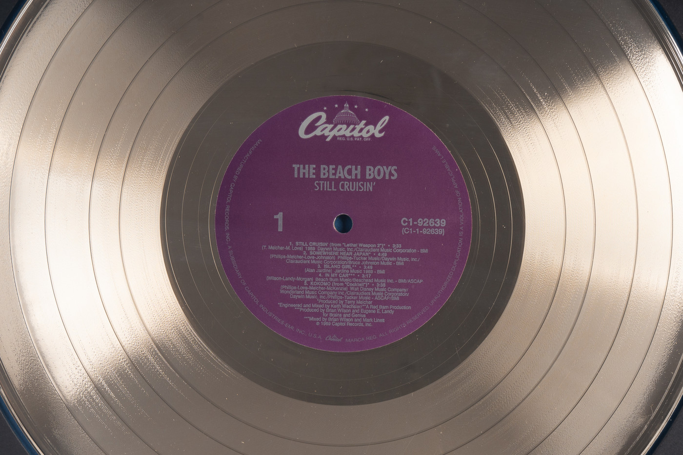 RIAA Gold Record Award: The Beach Boys (Still Cruisin') (unsigned)